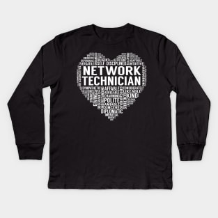 Network Technician Heart Kids Long Sleeve T-Shirt